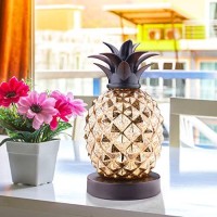 Mercury Glass Pineapple Lamp, Golden Glass Table Lamp For Bedroom, Dresser, Living Room, Office, Bookstore, Kids Room, Coffee Table, Festival Decor And Gift (Gold)