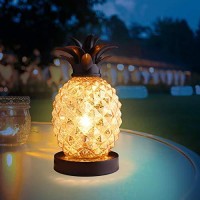 Mercury Glass Pineapple Lamp, Golden Glass Table Lamp For Bedroom, Dresser, Living Room, Office, Bookstore, Kids Room, Coffee Table, Festival Decor And Gift (Gold)