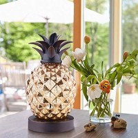 Mercury Glass Pineapple Lamp, Golden Glass Table Lamp For Bedroom, Dresser, Living Room, Office, Bookstore, Kids Room, Coffee Table, Festival Decor And Gift (Gold)