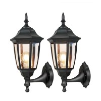 Fudesy Outdoor Wall Porch Lights, Exterior Waterproof Wall Sconce Light Fixture, Black Plastic Wall Lantern Wall Mount Lighting For Front Door, Garage, Patio, Fds341B2 (Bulb Included)