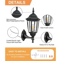 Fudesy Outdoor Wall Porch Lights, Exterior Waterproof Wall Sconce Light Fixture, Black Plastic Wall Lantern Wall Mount Lighting For Front Door, Garage, Patio, Fds341B2 (Bulb Included)