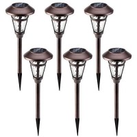 Gigalumi Bright Solar Outdoor Lights Decorative 6 Pack, Solar Pathway Garden Lights Auto On/Off, Solar Lights Outdoor Waterproof Bronze Finished, Driveway Lights Led Landscape Lighting For Lawn Yard