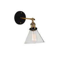 1 Light Wall Sconce With Black & Gold Brass Finish