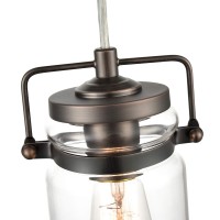 Light Society Ls-C236-Bz Topeka Mini Mason Jar Pendant, Glass Shade Bronze Finish, Vintage Industrial Modern Lighting Fixture