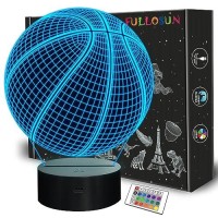 Basketball 3D Night Light Birthday Gift Lamp Light Up Basketball Gifts 3D Illusion Lamp With Remote Control 16 Colors Changing