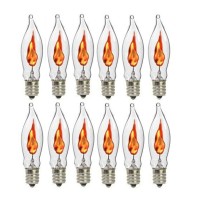 Goothy 12 Pack Christmas Flicker Flame Light Bulbs, Crystal Clear Chandelier Flickering E12 Candelabra Base Replacement Bulbs For Electric Window Candles Indoor Outdoor String Light, 1 Watt, 120 Volts