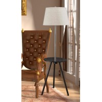 57 Round Sofa Side Table W Lamp And Power Station (15699)(D0102H55Awt)