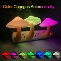 Utlk 2 Pack Plugin Led Mushroom Night Light Lamp With Dusk To Dawn Sensor Plug In Led Bed Cute Mushroom Nightlight Night Lamp