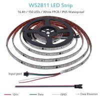 Alitove Ws2811 Led Strip Rgb Addressable Led Rope Light 12V 5M 150 Leds Dream Color Programmable Digital Led Pixel Lights Waterproof Ip65 With 3M Vhb Heavy Duty Self-Adhesive Back For Raspberry Pi Diy