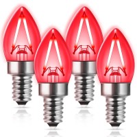 Doresshop Red Led Light Bulb, C7 Candelabra Led Light Bulbs, Clear Glass E12 Chandelier Base, 20W Incandescent Equivalent, Night Light Bulb For Christmas Holiday Decoration,Indoor Outdoor, 4 Pack