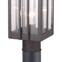 Progress Lighting Boxwood Collection 1-Light Clear Seeded Glass Craftsman Outdoor Post Lantern Light Antique Bronze