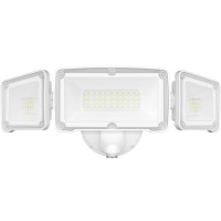 Glorious-Lite 35W Led Dusk To Dawn Security Lights, 3500Lm Exterior Flood Light, Ip65 Waterproof Outdoor 3 Adjustable Heads Photocell Lights Fixture, 5500K White Floodlights For Garage, Patio, Yard