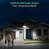 Glorious-Lite 35W Led Dusk To Dawn Security Lights, 3500Lm Exterior Flood Light, Ip65 Waterproof Outdoor 3 Adjustable Heads Photocell Lights Fixture, 5500K White Floodlights For Garage, Patio, Yard