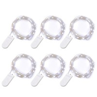 Tingmiao Cool White Fairy String Lights Battery Operated Firefly Lights Led Starry Lights 7.2Ft 20 Leds Silvery Copper Wire For Christmas Diy Decoration Wedding Party (6 Pack)