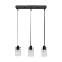 Edge 3 Light Linear Pendalier Shown In Espresso Finish With 4 Clear Bubble Glass