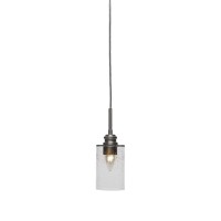 Edge Cord Mini Pendant Shown In Brushed Nickel Finish With 4 Clear Bubble Glass