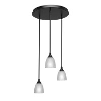 Empire 3 Light Cluster Pendalier Shown In Matte Black Finish With 8 Clear Glass