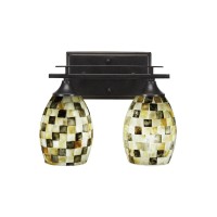 Uptowne 2 Light Bath Bar Shown In Dark Granite Finish With 5 Sea Haze Seashell Glass