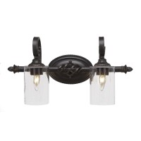 Elegante 2 Light Bath Bar Shown In Dark Granite Finish With 4 Clear Bubble Muslin Glass