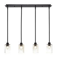 Edge 4 Light Linear Pendalier Shown In Espresso Finish With 4 Clear Bubble Glass