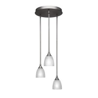 Empire 3 Light Cluster Pendalier Shown In Brushed Nickel Finish With 8 Clear Glass