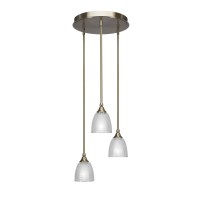 Empire 3 Light Cluster Pendalier Shown In New Age Brass Finish With 8 Clear Glass