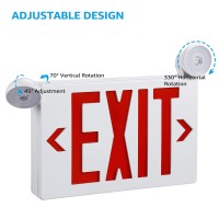 Torchstar Red Led Exit Sign With Emergency Lights Ul 924 Emergency Exit Light With Battery Backup Adjustable Heads Fire Exit