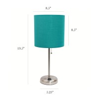 Simple Designs Aet4202-Tea Charging Base Fabric Shade Table Lamp, Dark Turquoise