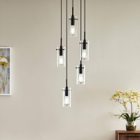 Linea Di Liara Effimero 5Light Cluster Pendant Lights Stairwell Lighting Large Chandelier Black Modern Chandelier Light Fixture