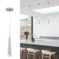 Bewamf Led Mini Pendant Light,Brushed Silver Finished With Acrylic Shade Led Cone Modern Pendant Lighting For Kitchen Island Dining Room Bar,Warm White 3000K,9W,1-Pack