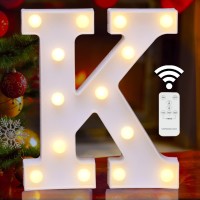 Elnsivo Led Letter Lights Sign Marquee Light Up Letters With Remote, Alphabet Lighted Letters Sign Battery Powered For Night Light Wedding Birthday Party Girls Home Christmas Wall Decorations- K