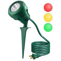 Dewenwils Christmas Spotlight Outdoor, 400Lm Waterproof Led Spot Light With 3 Extra Lenses (Red Yellow Green), 120V Lanscape Lighting For Holiday, Trees, 5Ft Extension Cord, Ul Listed