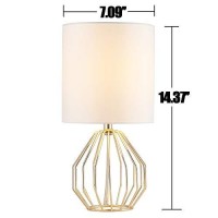 Cotulin Small Table Lamp,Gold Bedside Lamps For Bedroom Nightstand,Modern Hollowed Out Base Table Lamp With White Fabric Shade For Living Room,Small Desk Lamp