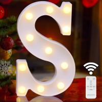 Elnsivo Led Letter Lights Sign Marquee Light Up Letters With Remote, Alphabet Lighted Letters Sign Battery Powered For Night Light Wedding Birthday Party Girls Home Christmas Wall Decorations- S