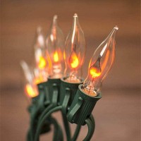 10Ft Flickering Amber Flame C18 Religion Lights Christmas Lights Decor Party Room Garden Docor 1 Watt 120 Volt Green