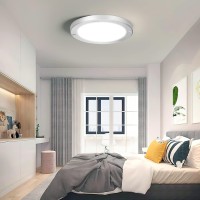 Youtob Led Flush Mount Ceiling Light 15W 100 Watt Equivalent 1200Lm Brushed Silver Round Lighting Fixture For Closets Kitchen