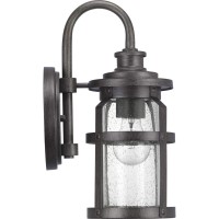 Progress Lighting Haslett Collection 1-Light Clear Seeded Glass Farmhouse Outdoor Small Wall Lantern Light Antique Pewter