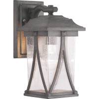 Progress Lighting Abbott Collection 1-Light Clear Seeded Glass Craftsman Outdoor Small Wall Lantern Light Antique Pewter, Gray, 12.25X6.25X6.25