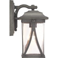 Progress Lighting Abbott Collection 1-Light Clear Seeded Glass Craftsman Outdoor Small Wall Lantern Light Antique Pewter, Gray, 12.25X6.25X6.25