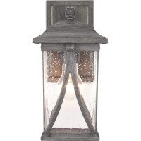 Progress Lighting Abbott Collection 1-Light Clear Seeded Glass Craftsman Outdoor Small Wall Lantern Light Antique Pewter, Gray, 12.25X6.25X6.25