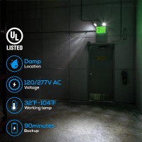 Torchstar Green Led Exit Sign With Emergency Lights Ul 924 Emergency Exit Light With Battery Backup Adjustable Heads Fire Ex