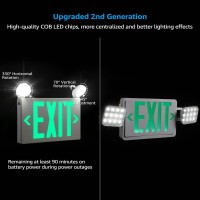 Torchstar Green Led Exit Sign With Emergency Lights Ul 924 Emergency Exit Light With Battery Backup Adjustable Heads Fire Ex