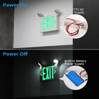 Torchstar Green Led Exit Sign With Emergency Lights Ul 924 Emergency Exit Light With Battery Backup Adjustable Heads Fire Ex