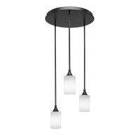 Empire 3 Light Cluster Pendalier Shown In Dark Granite Finish With 4 White Matrix Glass