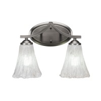 Zilo 2 Light Bath Bar Shown In Graphite Finish With 5.5 Fluted Italian Ice Glass