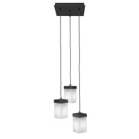 Nouvelle 3 Light Cord Cluster Pendalier Shown In Espresso Finish With 4 White Muslin Glass