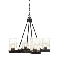 Nouvelle 4 Light Chandelier Shown In Espresso Finish With 4 Clear Bubble Glass