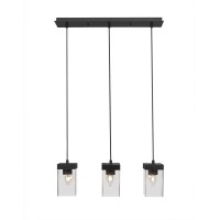 Nouvelle 3 Light Cord Cluster Pendalier Shown In Espresso Finish With 4 Clear Bubble Glass