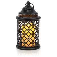 Vp Home Decorative Flickering Flameless Led Candle Lantern With Remote Control Outdoor Lanterns For Front Porch Hanging Lanterns Outdoor Vintage Lanterns Decorative For Home Wedding (Black)