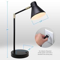 Oabright Led Desk Lamp With Usb Charging Port, 100% Metal Lamp, 270A Flexible Swivel Arms, Soft White Led Reading Light (3000K), Bedside Reading Lamp, Office Lamp, Table Lamp, Etl Listed (Black)